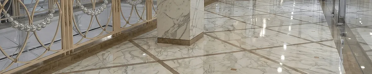 Beautiful marble floor professionally installed in Des Moines, IA